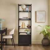 Holmes Modern Scandinavian Reeded Bookshelf Living Room Walker Edison Black 