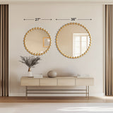 Marlowe 27" Medium Decorative Round Wall Mirror with Beaded Metal Frame