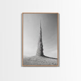 Rock Spire, Desert Sculpture, Abstract Form, Canvas Print, Surreal Landscape Art, Minimalist Wall Decor, Earthy Modern Home Accent Light Oak Frame