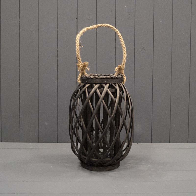 33cm Black Wicker Lantern