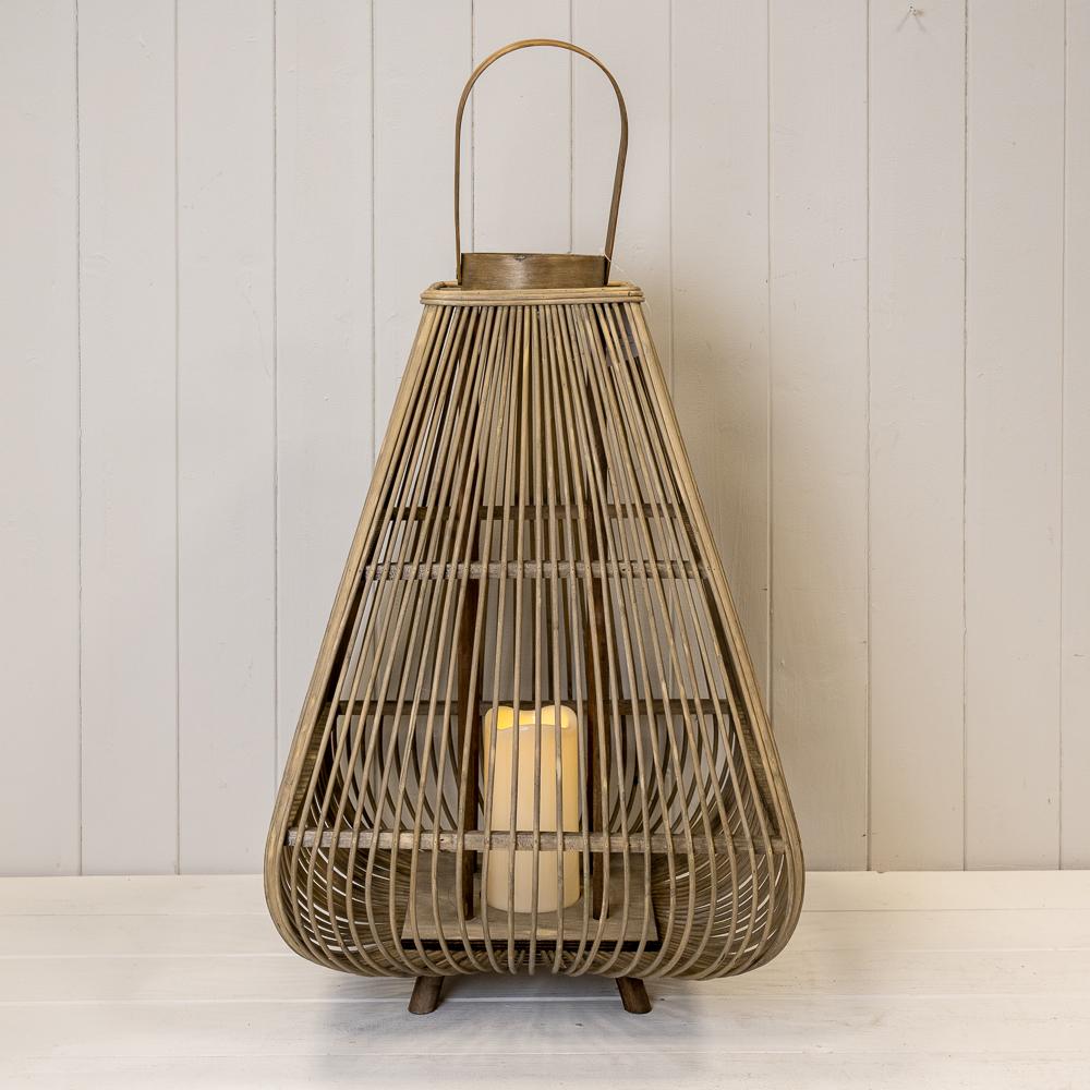 Extra Large Bamboo Lantern With Led Candle
