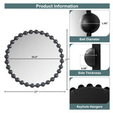 Marlowe 27" Medium Decorative Round Wall Mirror with Beaded Metal Frame