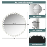 Marlowe 27" Medium Decorative Round Wall Mirror with Beaded Metal Frame