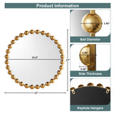 Marlowe 27" Medium Decorative Round Wall Mirror with Beaded Metal Frame