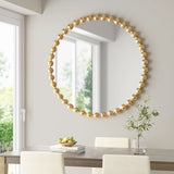 Marlowe 27" Medium Decorative Round Wall Mirror with Beaded Metal Frame