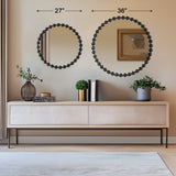 Marlowe 27" Medium Decorative Round Wall Mirror with Beaded Metal Frame
