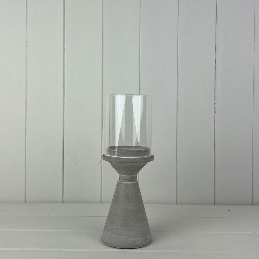Concrete Candle Holder With Glass Shade