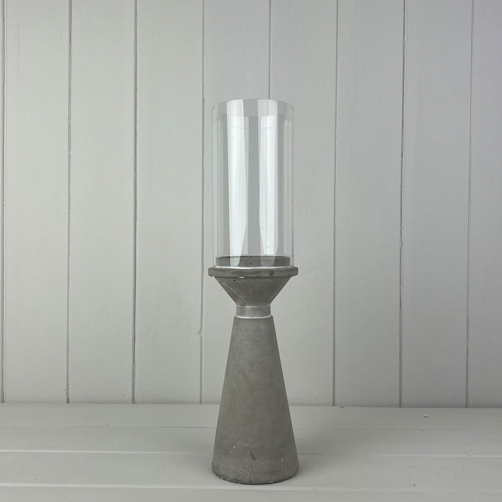 Tall Concrete Candle Holder With Glass Shade