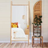 71" Natural Solid Wood Full Length Leaning Mirror