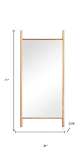 71" Natural Solid Wood Full Length Leaning Mirror