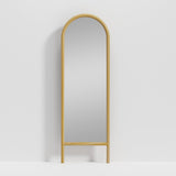 64" Natural Solid Wood Arch Full Length Mirror