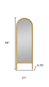 64" Natural Solid Wood Arch Full Length Mirror