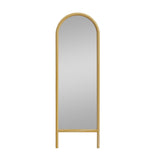 64" Natural Solid Wood Arch Full Length Mirror