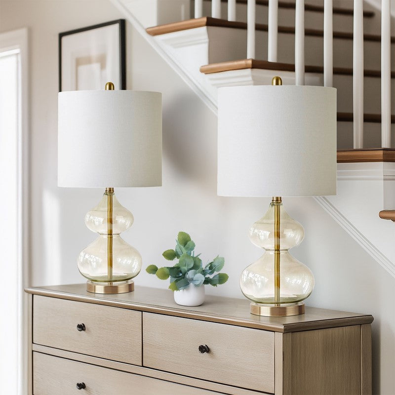 Ellipse Curved Gourd Glass Table Lamp Set