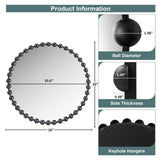 Marlowe 27" Medium Decorative Round Wall Mirror with Beaded Metal Frame