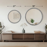 Marlowe 27" Medium Decorative Round Wall Mirror with Beaded Metal Frame
