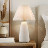 Veluna Textured Ceramic Table Lamp with Fluted Fabric Shade