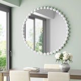 Marlowe 27" Medium Decorative Round Wall Mirror with Beaded Metal Frame