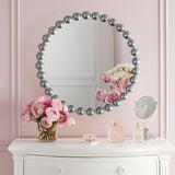 Marlowe 27" Medium Decorative Round Wall Mirror with Beaded Metal Frame