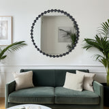 Madison Park Signature 36" Large Decorative Round Wall Mirror with Beaded Metal Frame