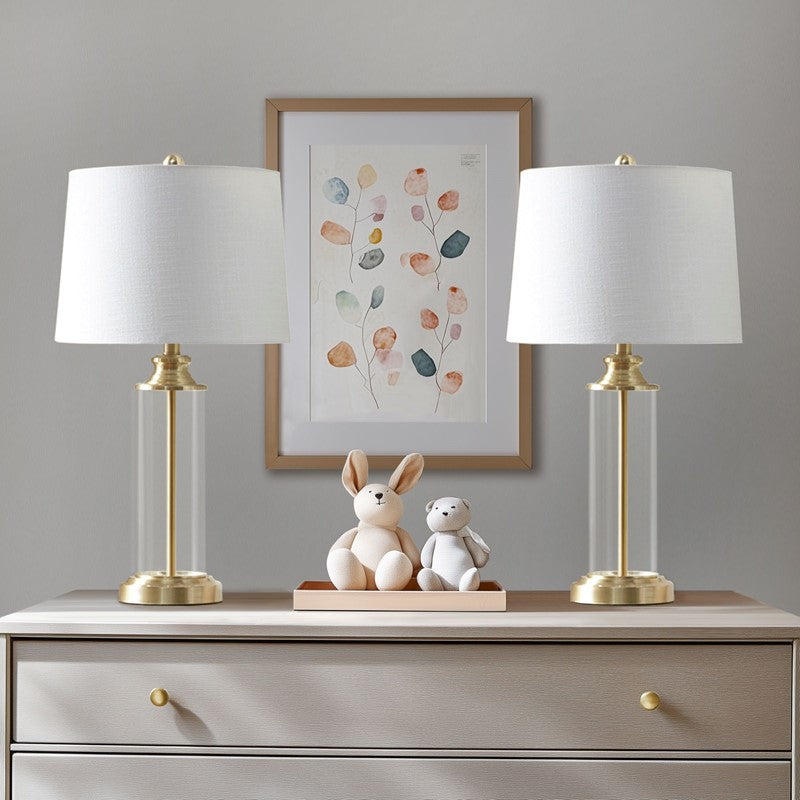 Clarity Glass Cylinder Table Lamp Set of 2