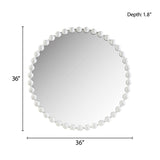 Marlowe 27" Medium Decorative Round Wall Mirror with Beaded Metal Frame