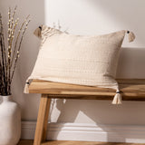 Caliche Textured Tasselled Cushion Natural
