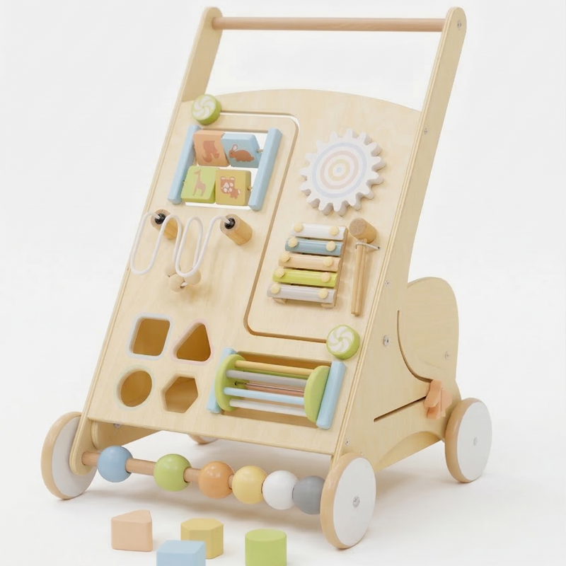 Wooden Baby Activity Walker with Sensory Play
