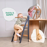 Folding Growing Chair – Montessori Step Stool with Safety Rails for Toddlers – Beige