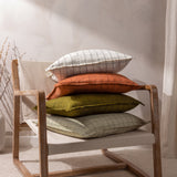 Linen Grid Check Cushion Stone