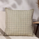 Linen Grid Check Cushion Stone