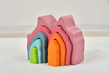 Set of colorful toy blocks on a white background
