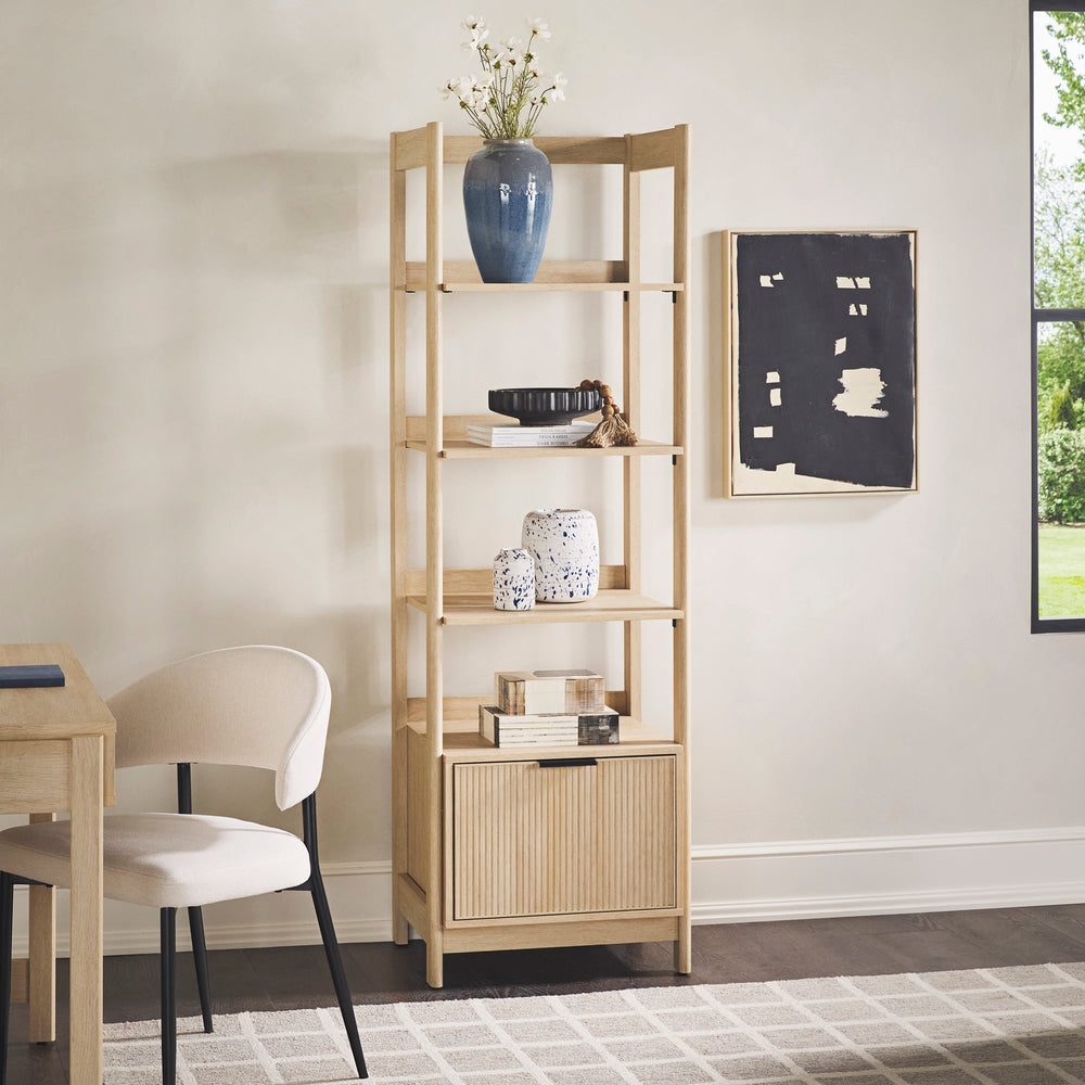 Modern Scandinavian Reeded Bookshelf Living Room