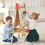 Magnetic dry-erase whiteboard side of Tiny Land 3-in-1 wooden art easel for kids