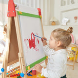 Safe paper cutter feature on Tiny Land 3-in-1 wooden art easel for mess-free creative play