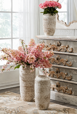 Cream & Taupe Textured Ceramic Vase - Choose Size
