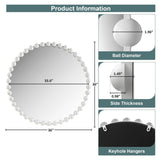 Marlowe 27" Medium Decorative Round Wall Mirror with Beaded Metal Frame