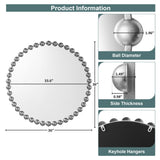 Marlowe 27" Medium Decorative Round Wall Mirror with Beaded Metal Frame