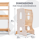 Stable Montessori Tower – Wooden Growing Chair with Cut-Out Handles – Ivory