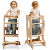 Stable Montessori Tower – Wooden Growing Chair with Cut-Out Handles – Ivory