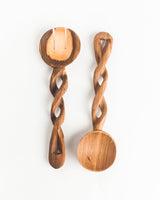 Olive Wood Spiral Salad Servers