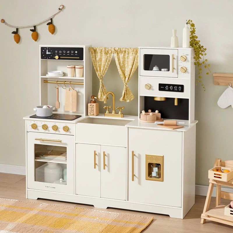 White wooden play kitchen