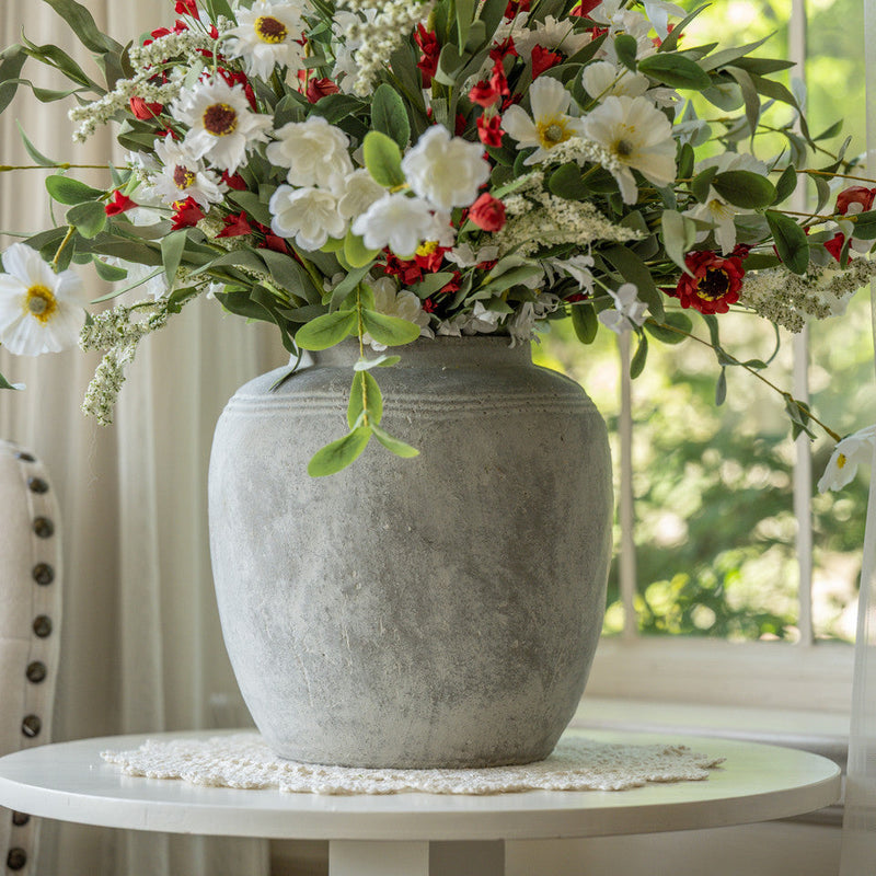 10.5" Weathered Whitewashed Terracotta Vase